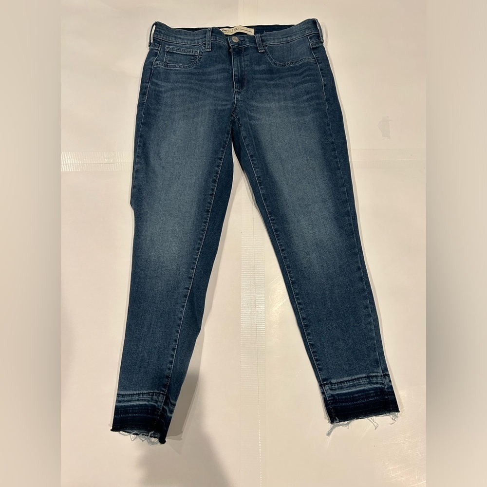 Gap Inner Cozy Legging Jeans Women’s 12 Dark Wash Raw Hem Stretch
